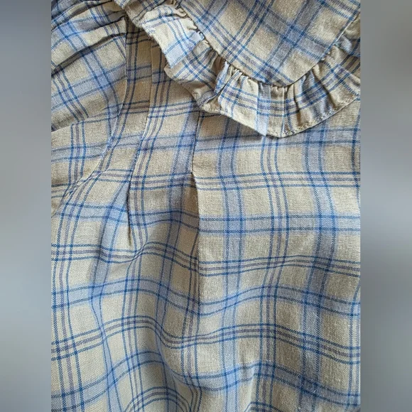 Dôen Sparrow Top In Blue Meadowlark Plaid Ramie Size Small - Picture 8 of 16